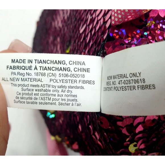 Shimmeez Polly Pig Pink Sequin Plush Flip Sequin Gold Toy 9.5" Tall Sparkling - Picture 8 of 8